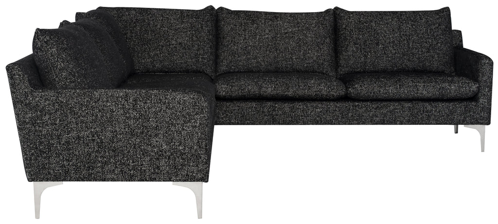 Anders Sectional Sofa - Salt & Pepper with Brushed Stainless Legs, 103.8in