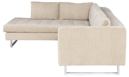 Janis Sectional Sofa - Almond with Brushed Stainless Legs, Left