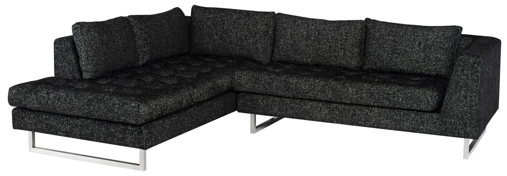 Janis Sectional Sofa - Salt & Pepper with Brushed Stainless Legs, Left