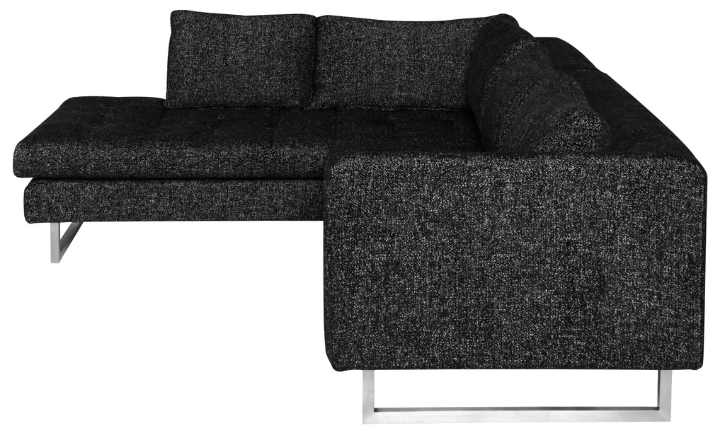 Janis Sectional Sofa - Salt & Pepper with Brushed Stainless Legs, Left