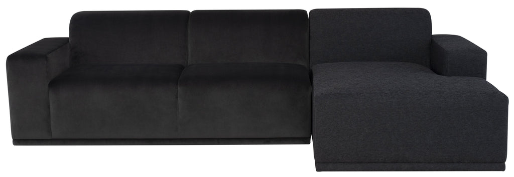 Leo Sectional Sofa - Shadow Grey with Shadow Grey Velour, Right