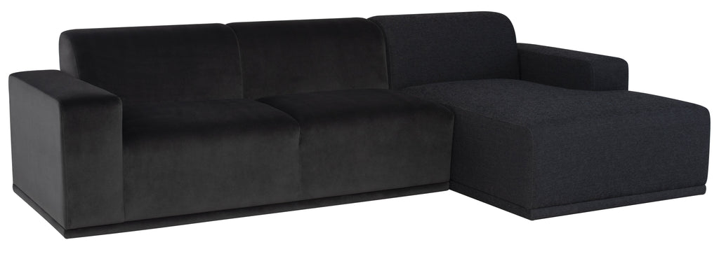 Leo Sectional Sofa - Shadow Grey with Shadow Grey Velour, Right