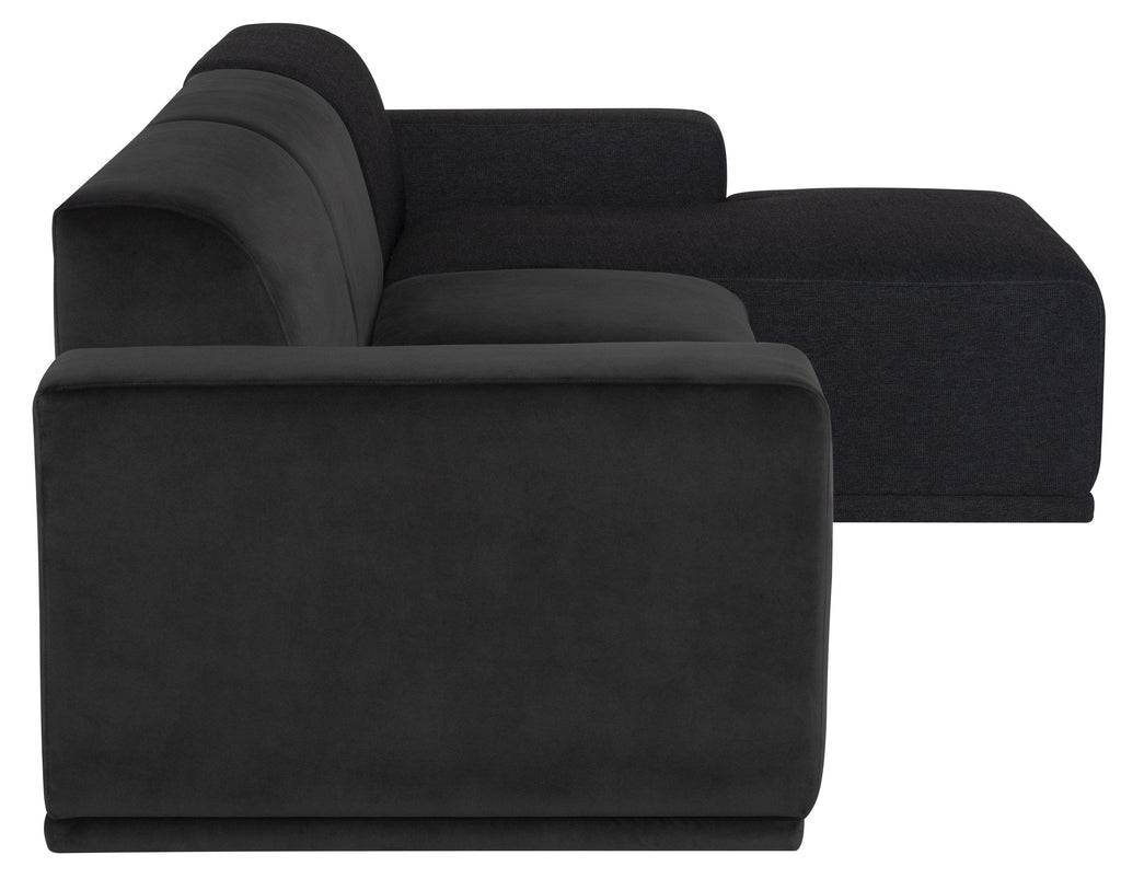 Leo Sectional Sofa - Shadow Grey with Shadow Grey Velour, Right