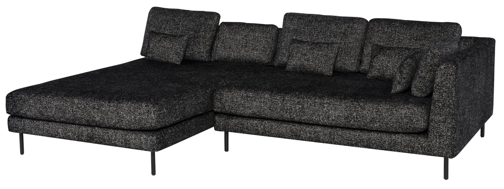 Gigi Modular Sofa - Salt & Pepper with Matte Black Legs, Right