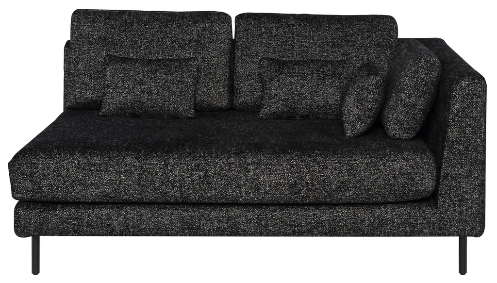 Gigi Modular Sofa - Salt & Pepper with Matte Black Legs, Right