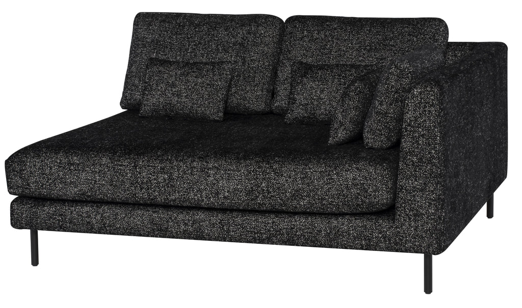 Gigi Modular Sofa - Salt & Pepper with Matte Black Legs, Right