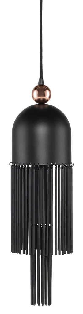 Fiorenza Pendant Lighting - Black with Black Glass Fringe