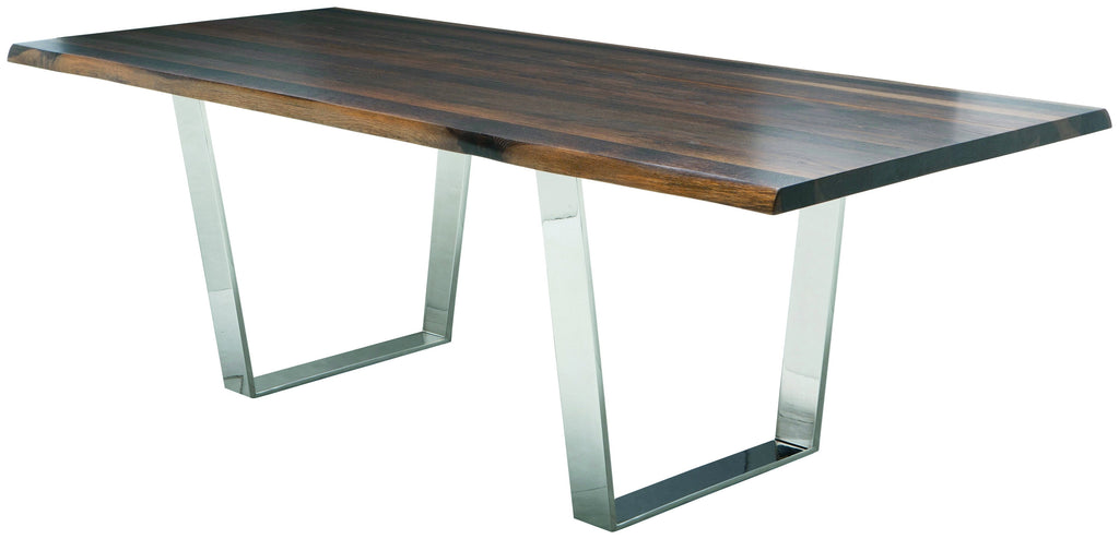 Versailles Dining Table - Seared with Polished Stainless Legs, 96in