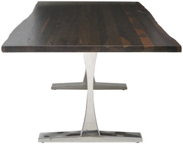 Toulouse Dining Table - Seared with Polished Stainless Legs, 96in
