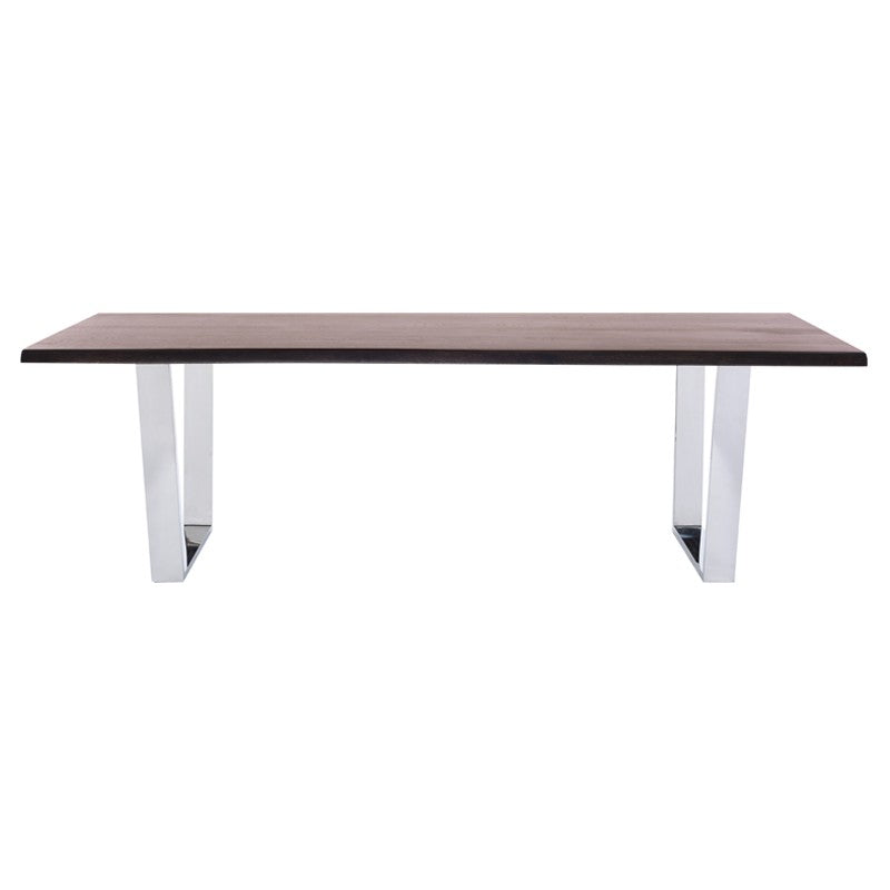 Versailles Dining Table - Seared with Polished Stainless Legs, 112in