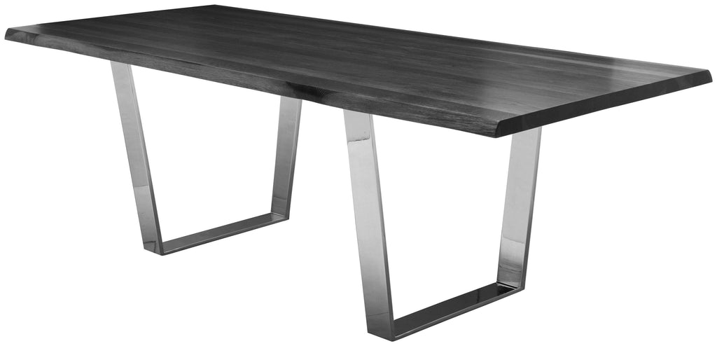 Versailles Dining Table - Oxidized Grey with Polished Stainless Legs, 112in