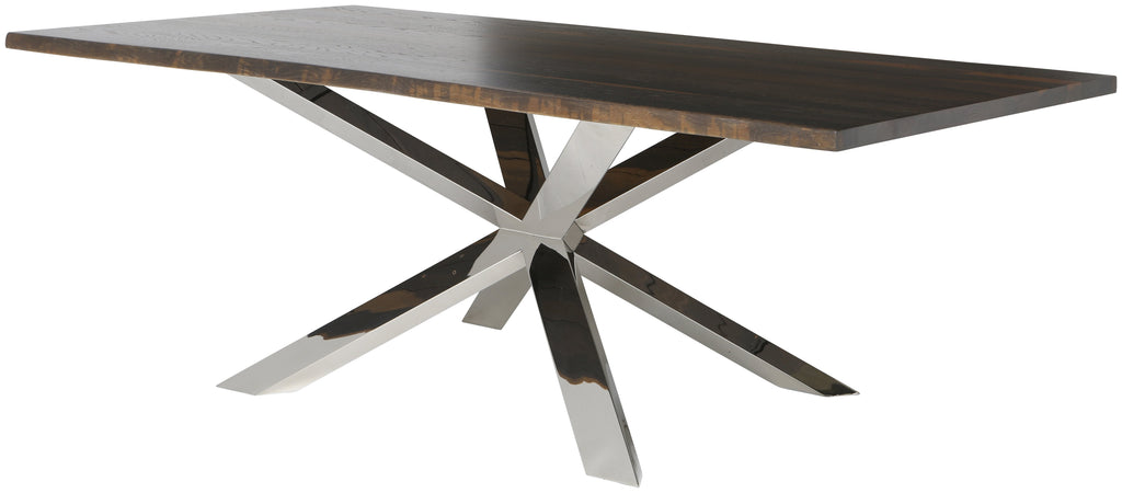 Couture Dining Table - Seared with Polished Stainless Base, 112in