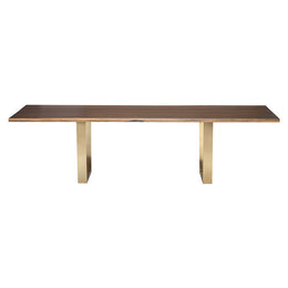 Versailles Dining Table - Seared with Brushed Gold Legs, 78in