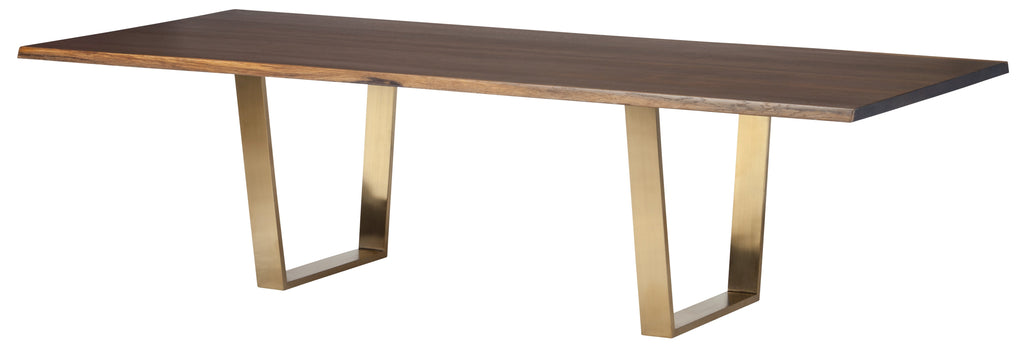 Versailles Dining Table - Seared with Brushed Gold Legs, 96in