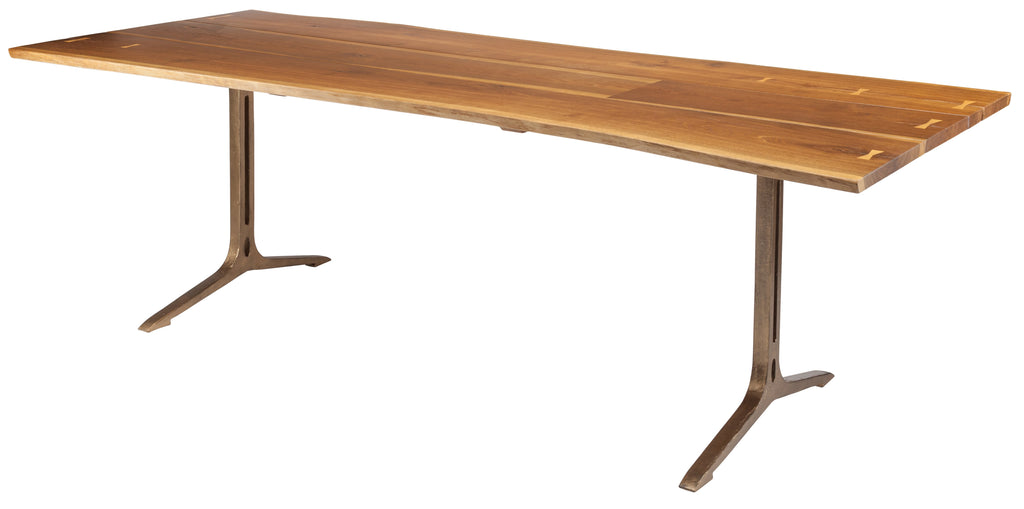 Samara Dining Table - Smoked with Bronze Cast Iron Legs