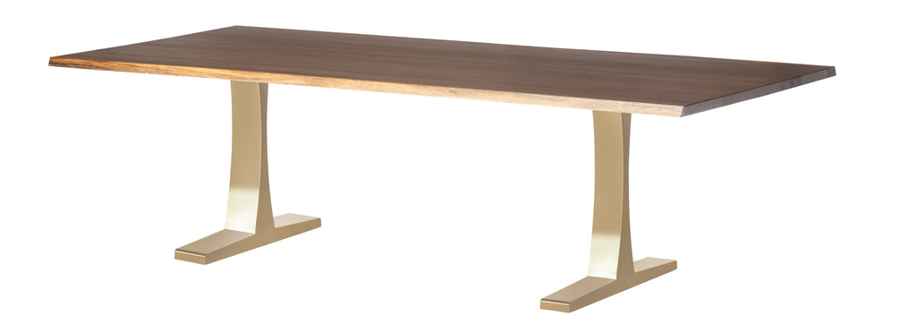 Toulouse Dining Table - Seared with Brushed Gold Legs, 96in