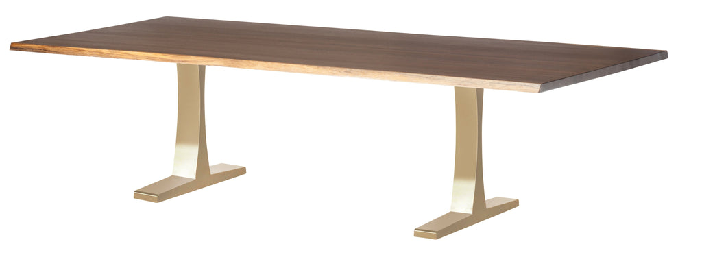 Toulouse Dining Table - Seared with Brushed Gold Legs, 112in