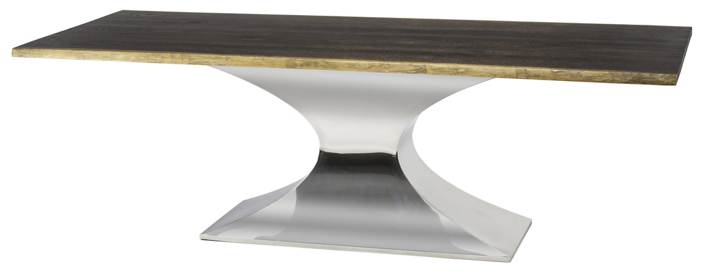 Praetorian Dining Table - Seared with Polished Stainless Base, 96in
