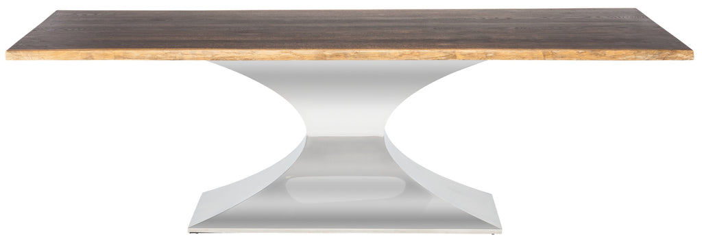 Praetorian Dining Table - Seared with Polished Stainless Base, 96in