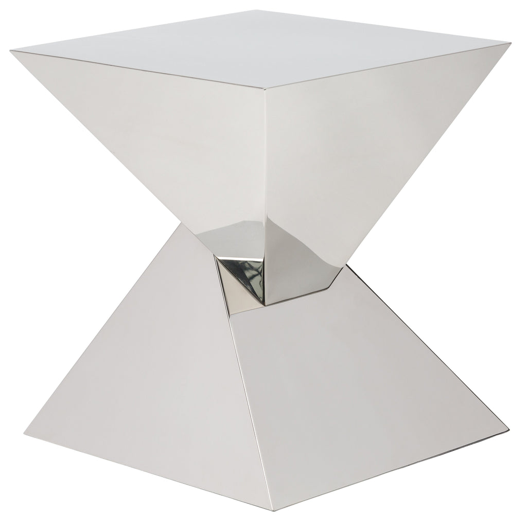 Giza Steel Side Table - Silver with Polished Stainless Base