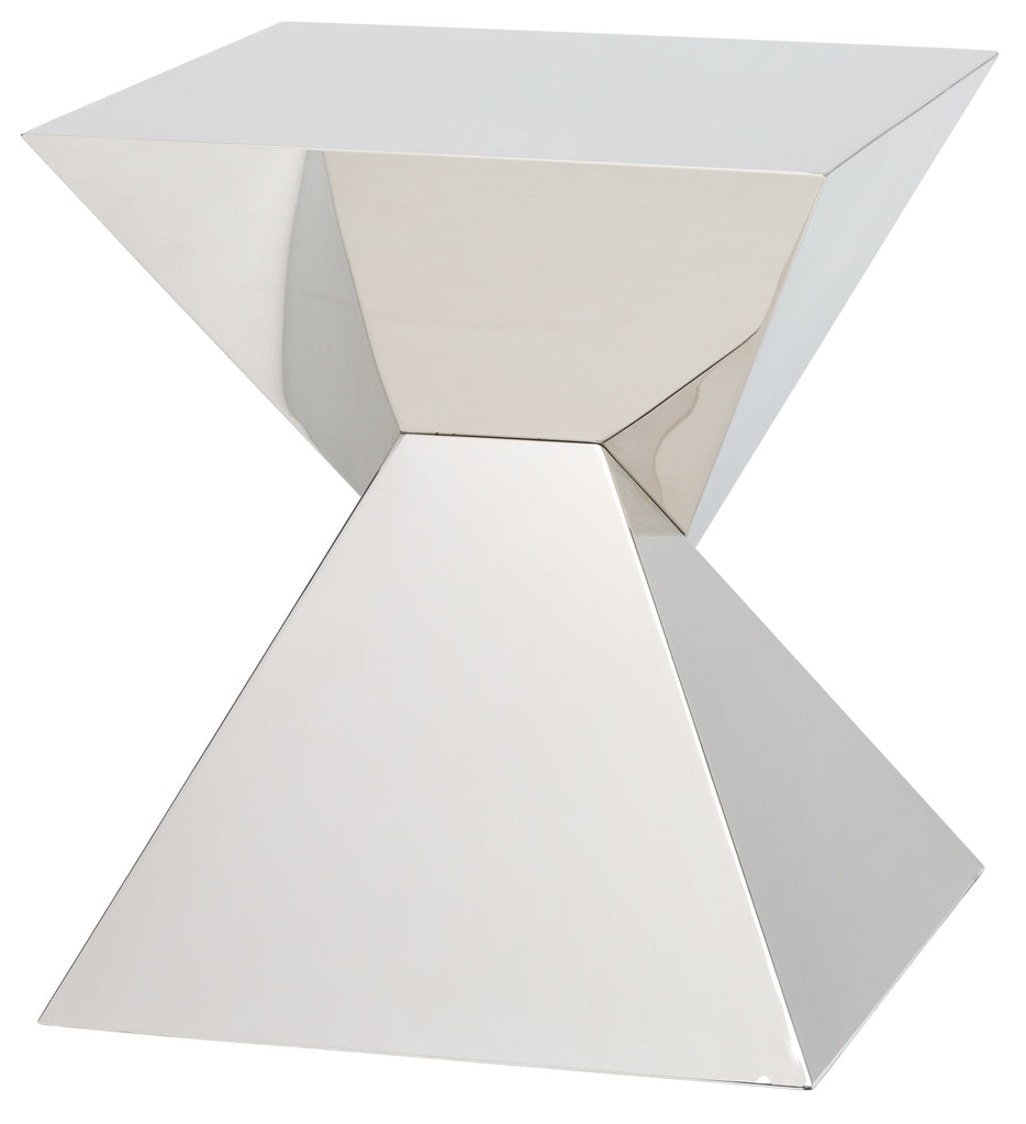 Giza Steel Side Table - Silver with Polished Stainless Base