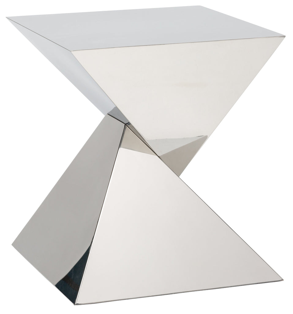 Giza Steel Side Table - Silver with Polished Stainless Base