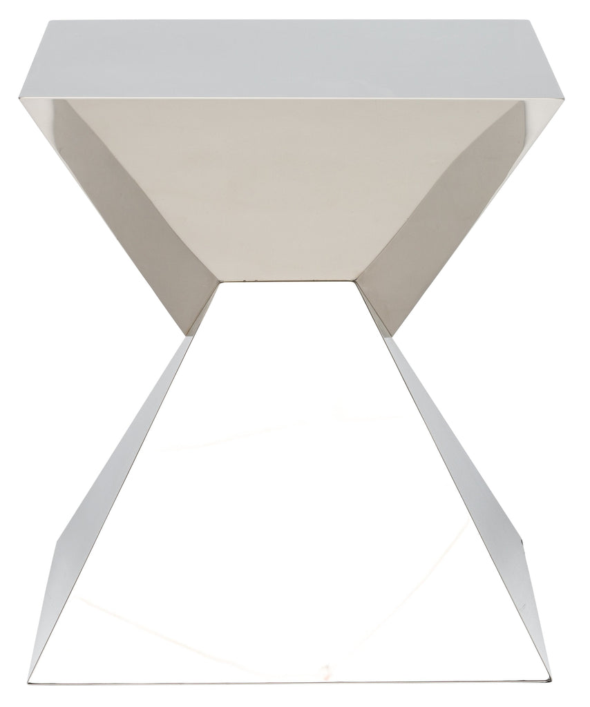 Giza Steel Side Table - Silver with Polished Stainless Base