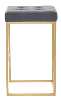 Chi Bar Stool - Tarnished Silver with Brushed Gold Frame