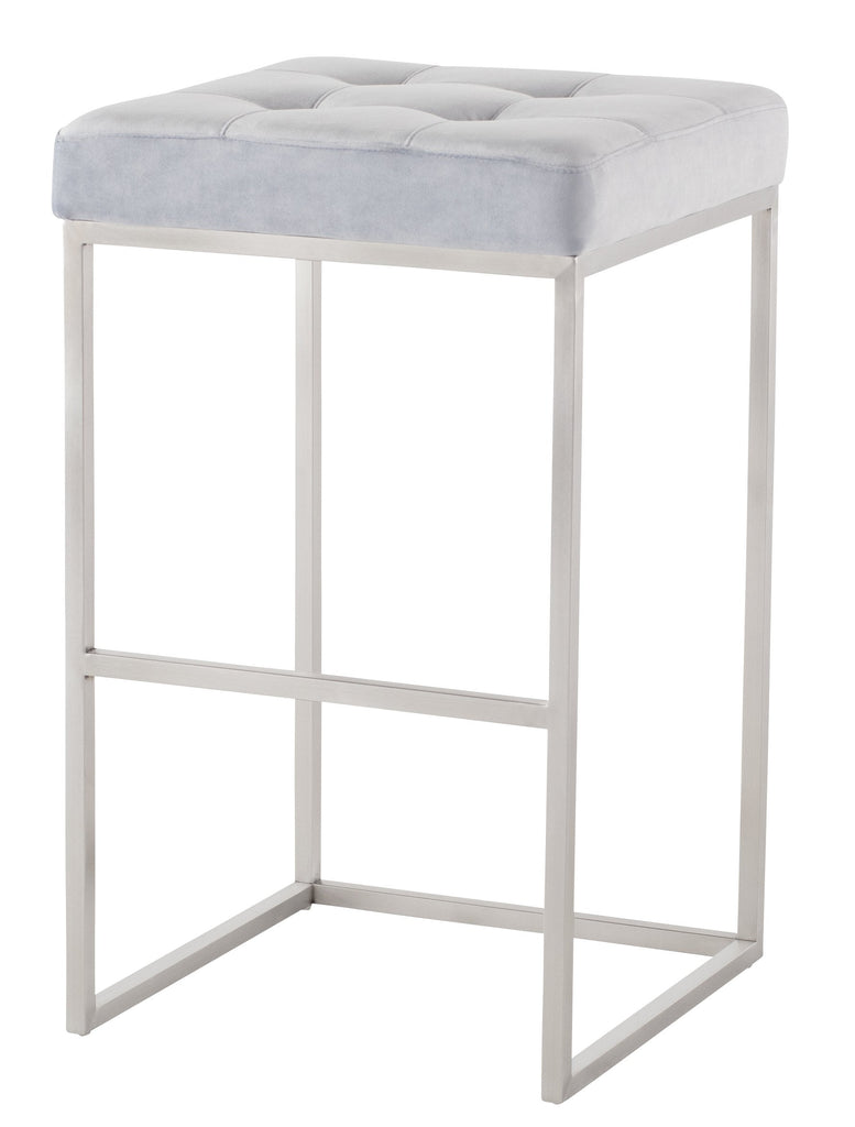 Chi Bar Stool - Ice Blue with Brushed Stainless Frame