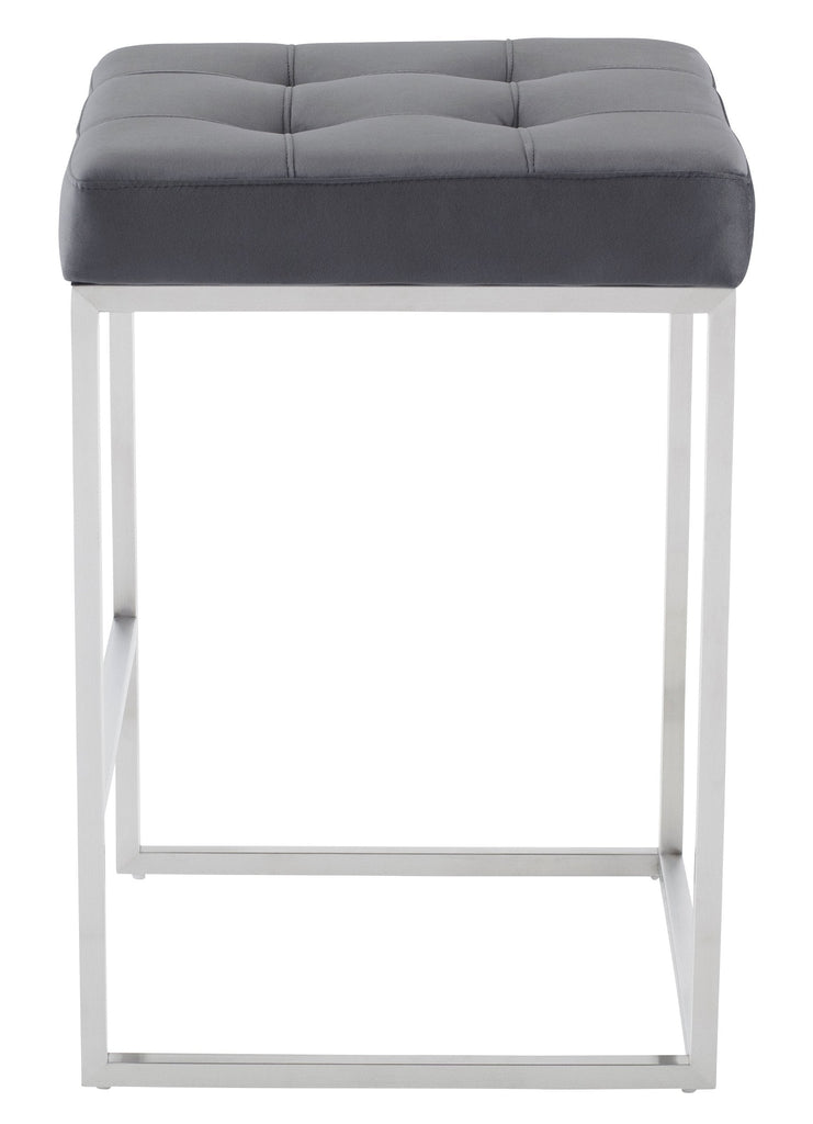 Chi Counter Stool - Tarnished Silver with Brushed Stainless Frame