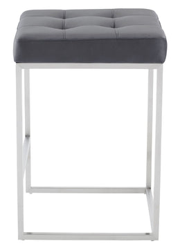 Chi Counter Stool - Tarnished Silver with Brushed Stainless Frame