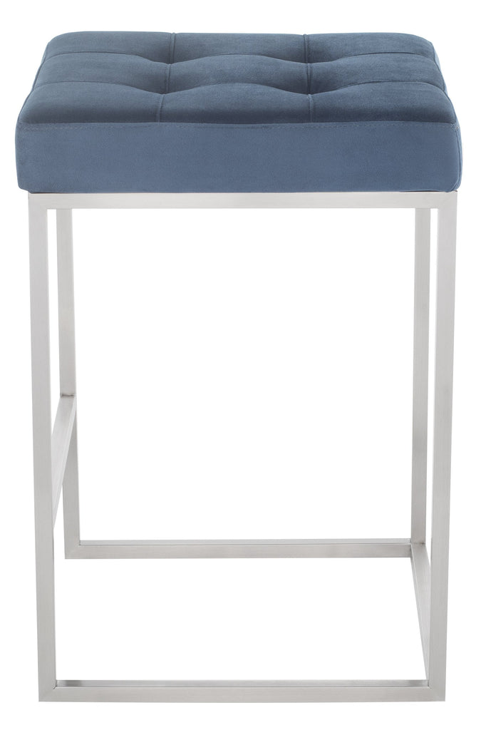 Chi Counter Stool - Peacock with Brushed Stainless Frame