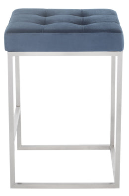 Chi Counter Stool - Peacock with Brushed Stainless Frame