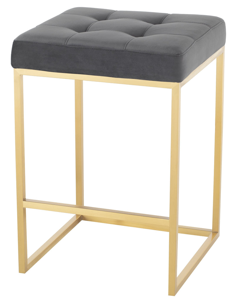 Chi Counter Stool - Tarnished Silver with Brushed Gold Frame