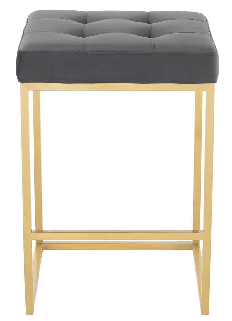 Chi Counter Stool - Tarnished Silver with Brushed Gold Frame