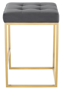 Chi Counter Stool - Tarnished Silver with Brushed Gold Frame