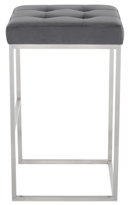 Chi Bar Stool - Tarnished Silver with Brushed Stainless Frame