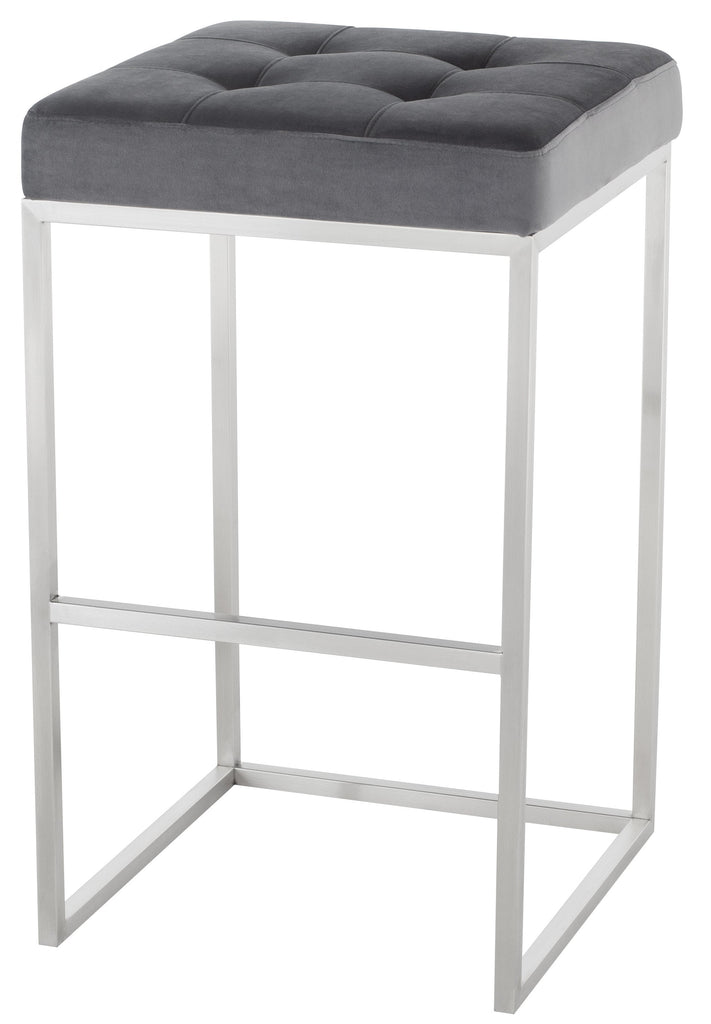 Chi Bar Stool - Tarnished Silver with Brushed Stainless Frame