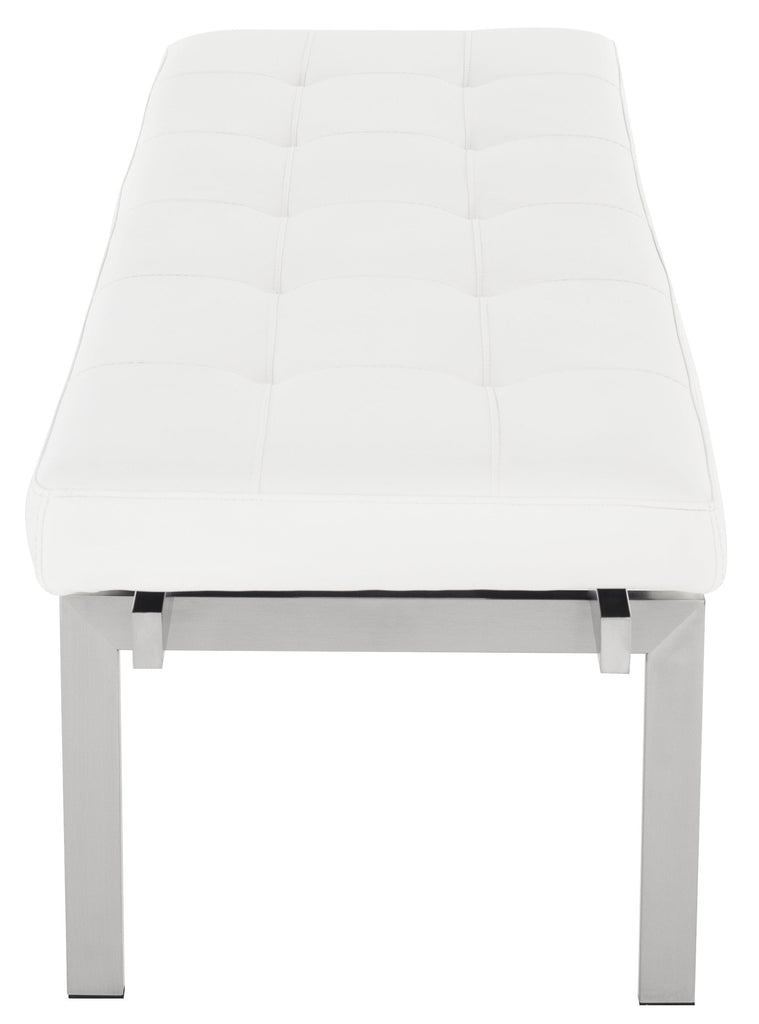 Louve Occasional Bench - White with Brushed Stainless Base