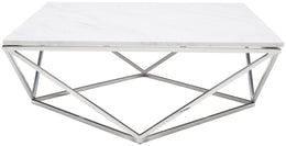 Jasmine Coffee Table - White with Polished Stainless Base