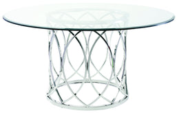 Juliette Dining Table - Silver with Clear Tempered Glass Top