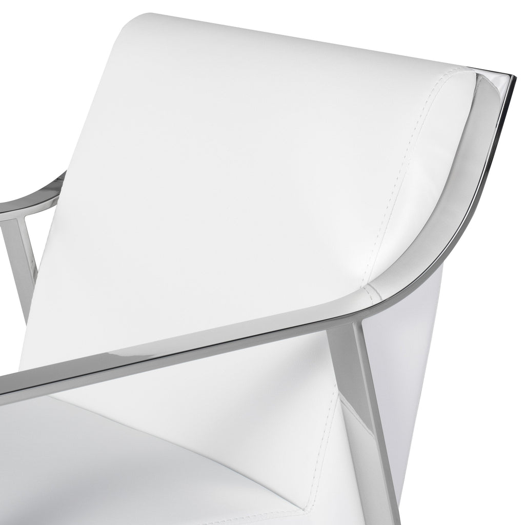 Valentine Dining Chair - White with Polished Stainless Frame