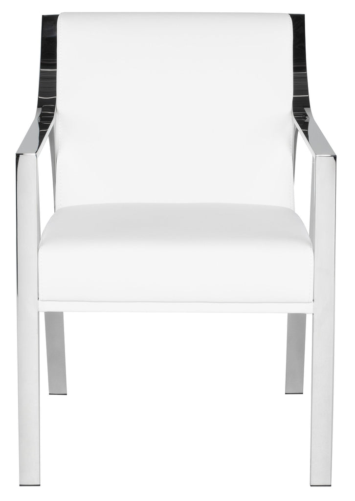 Valentine Dining Chair - White with Polished Stainless Frame