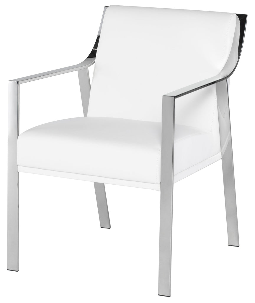 Valentine Dining Chair - White with Polished Stainless Frame