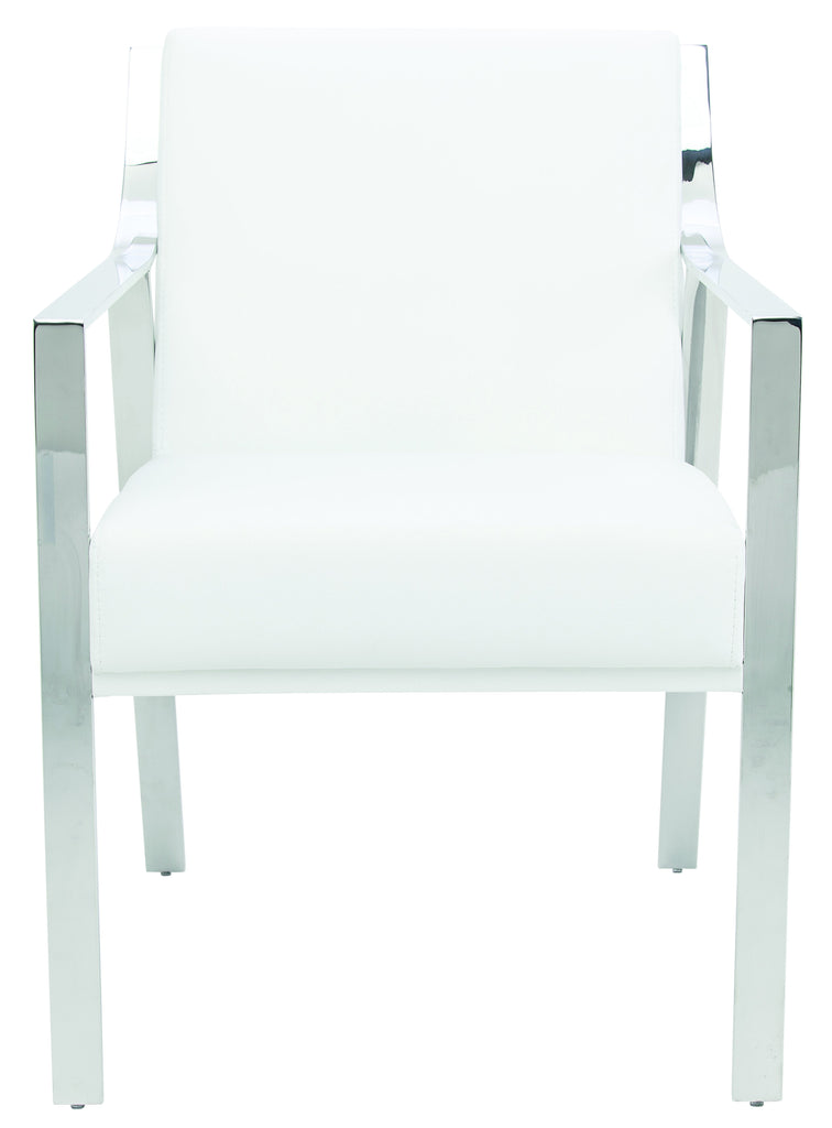 Valentine Dining Chair - White with Polished Stainless Frame