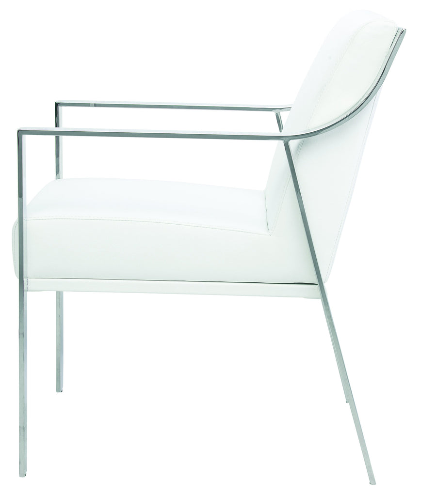 Valentine Dining Chair - White with Polished Stainless Frame