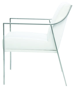 Valentine Dining Chair - White with Polished Stainless Frame