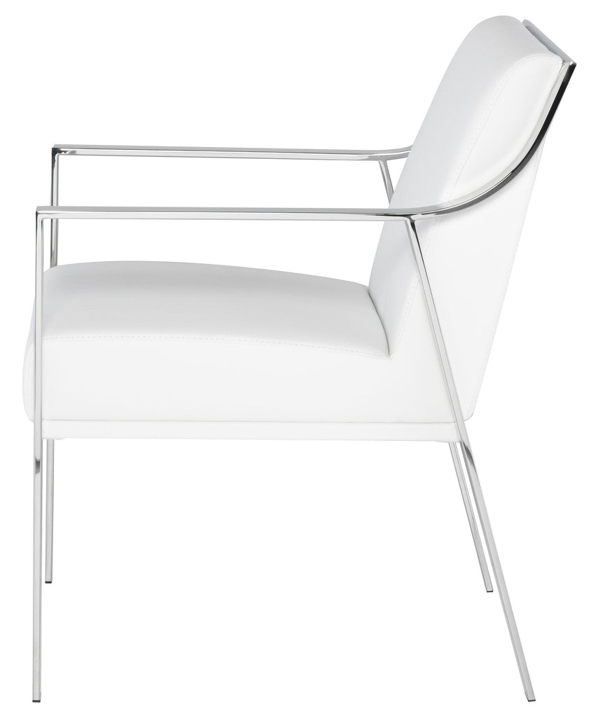 Valentine Dining Chair - White with Polished Stainless Frame