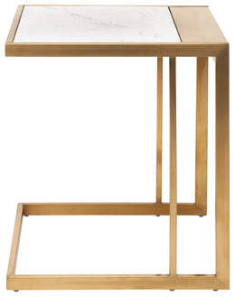 Ethan Side Table - White with Brushed Gold Base