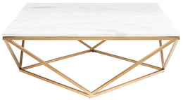 Jasmine Coffee Table - White with Brushed Gold Base